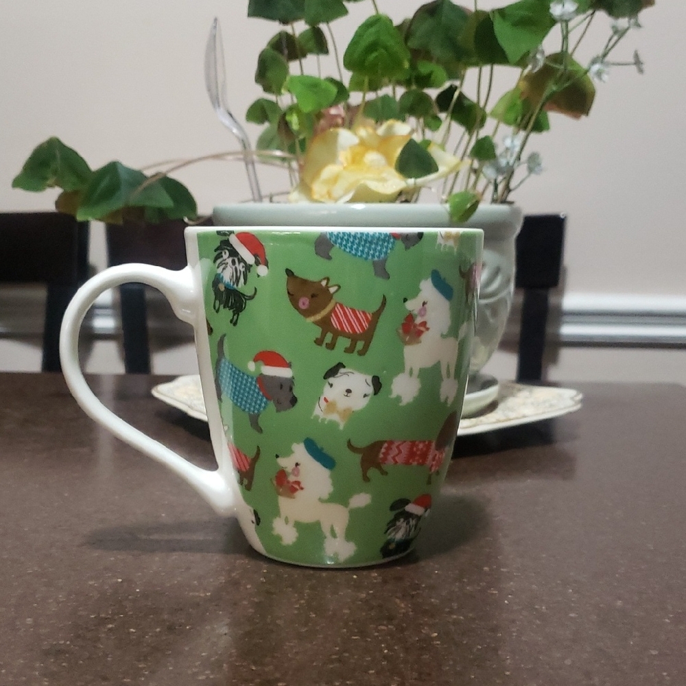 🌲Pfaltzgrafff Dog Breeds Christmas Holiday Coffee Tea Cup Mug Green Red.